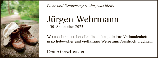 Todesanzeige von Jürgen Wehrmann von WA