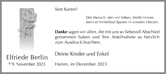 Todesanzeige von Elfriede Berlin von WA