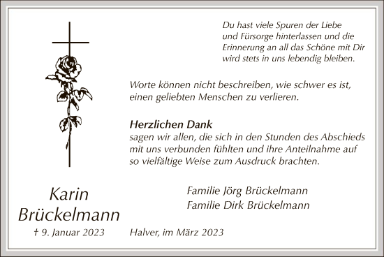 Todesanzeige von Karin Brückelmann von WA