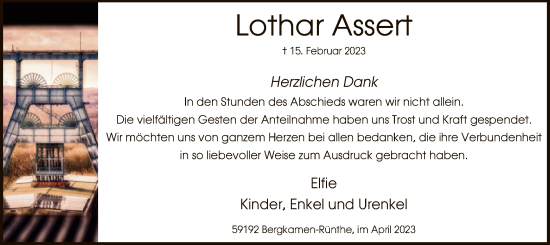 Todesanzeige von Lothar Assert von WA
