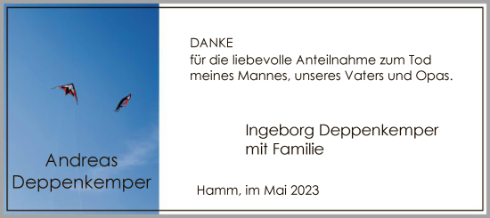 Todesanzeige von Ingeborg Deppenkemper Andreasmit Familie von WA