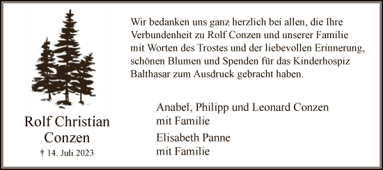 Todesanzeige von Rolf Christian Conzen von WA