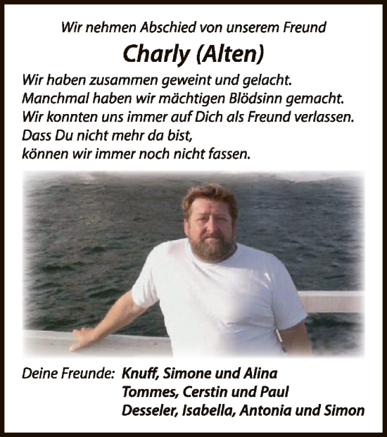 Todesanzeige von Charly  von WA