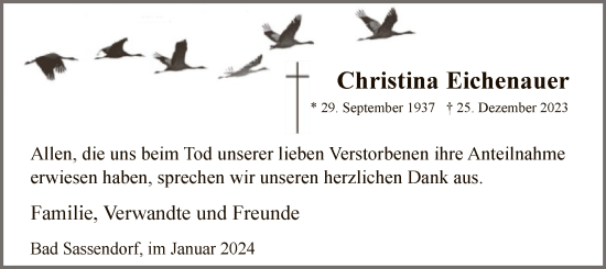 Todesanzeige von Christina Eichenauer von WA