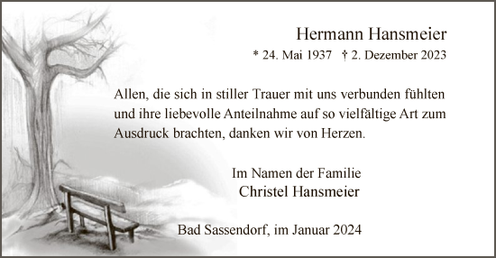 Todesanzeige von Hermann Hansmeier von WA