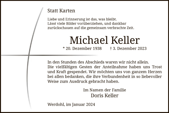 Todesanzeige von Michael Keller von WA