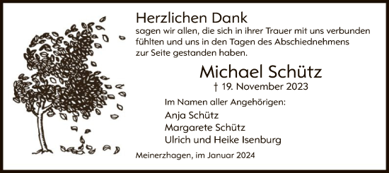 Todesanzeige von Michael Schütz von WA