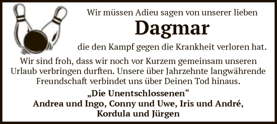 Todesanzeige von Dagmar Jostes von WA