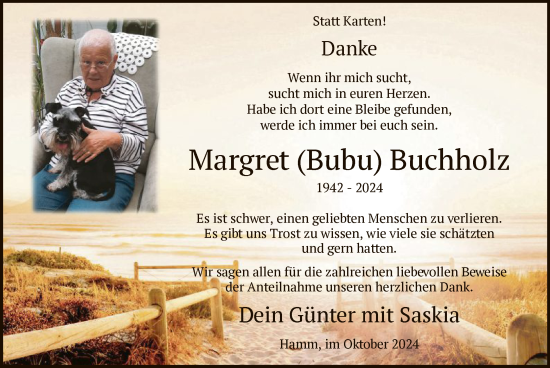 Todesanzeige von Margret Buchholz von WA