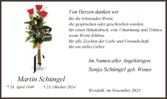 Todesanzeige von Martin Schüngel von WA