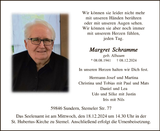 Todesanzeige von Margret Schramme von WA