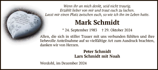 Todesanzeige von Mark Schmidt von WA