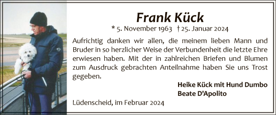 Todesanzeige von Frank Kück von WA