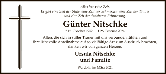 Todesanzeige von Günter Nitschke von WA