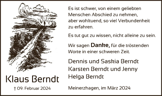 Todesanzeige von Klaus Berndt von WA