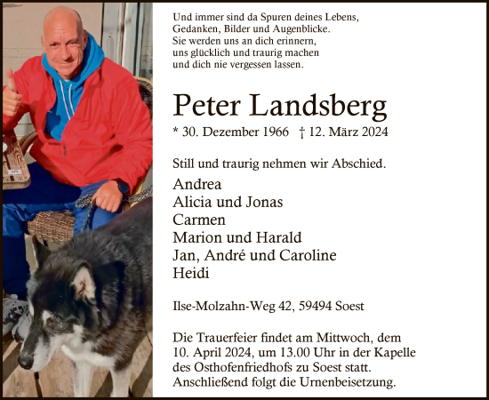 Todesanzeige von Peter Landsberg von WA