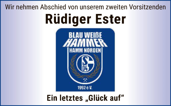 Todesanzeige von Rüdiger Ester von WA