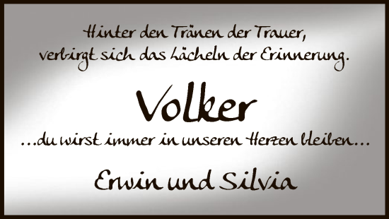 Todesanzeige von Volker Kramer von WA