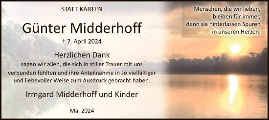 Todesanzeige von Günter Midderhoff von WA