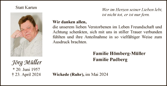 Todesanzeige von Jörg Müller von WA