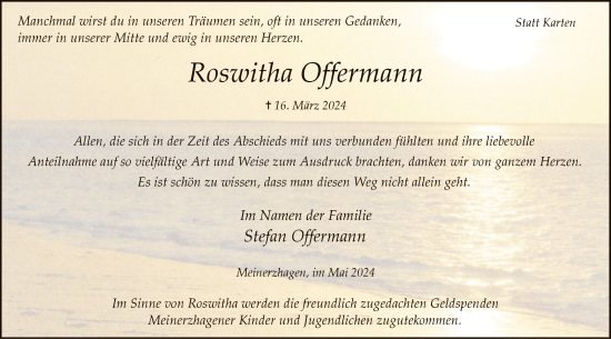 Todesanzeige von Roswitha Offermann von WA