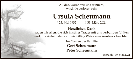 Todesanzeige von Ursula Scheumann von WA