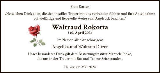 Todesanzeige von Waltraud Rokotta von WA