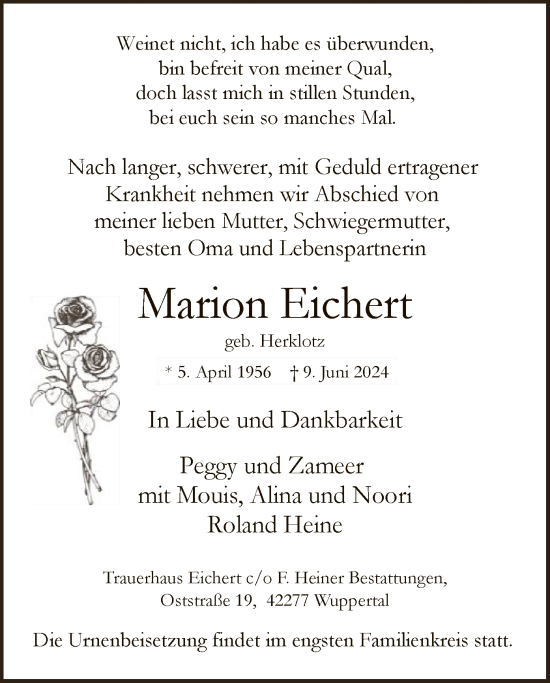 Todesanzeige von Marion Eichert von WA