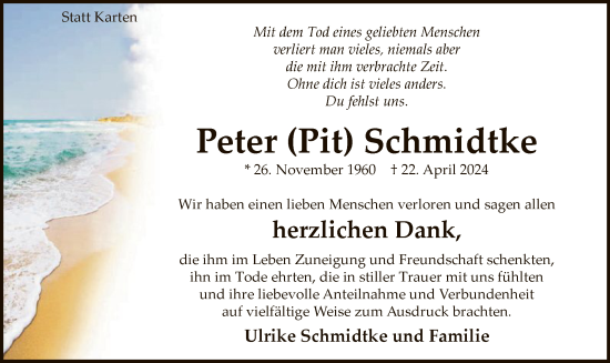 Todesanzeige von Peter Schmidtke von WA
