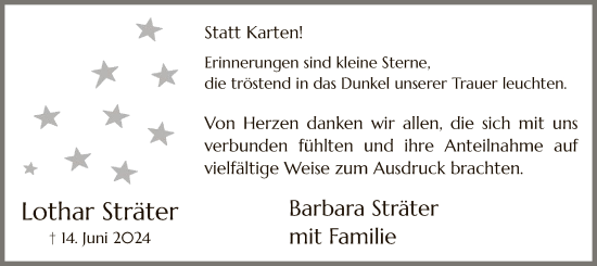 Todesanzeige von Lothar Sträter von WA