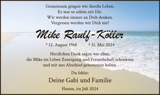 Todesanzeige von Mike Raulf-Köller von WA
