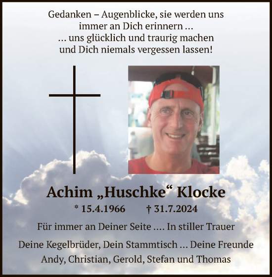 Todesanzeige von Achim Klocke von WA