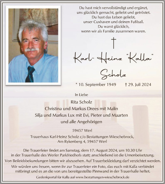 Todesanzeige von Karl-Heinz Scholz von WA