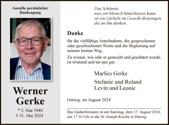 Todesanzeige von Marlies Gerke von WA