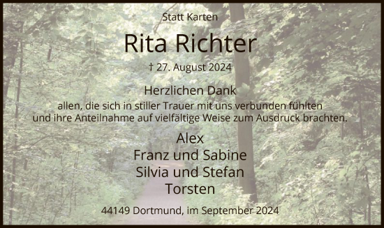Todesanzeige von Rita Richter von WA