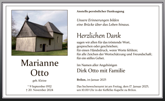 Todesanzeige von Marianne Otto von WA