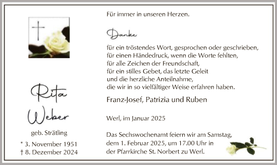 Todesanzeige von Rita Weber von WA