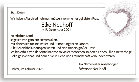 Todesanzeige von Elke Neuhoff von WA