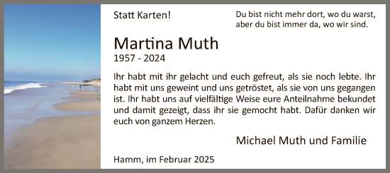 Todesanzeige von Martina Muth von WA