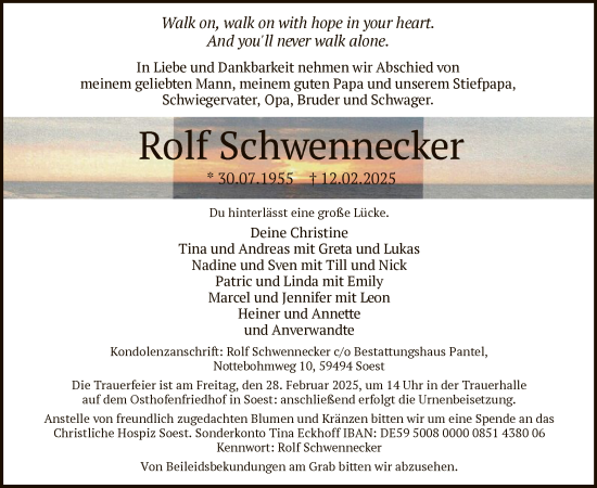 Todesanzeige von Rolf Schwennecker von WAWA