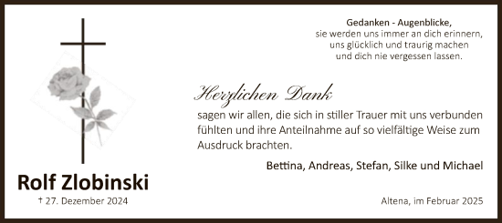 Todesanzeige von Rolf Zlobinski von WA