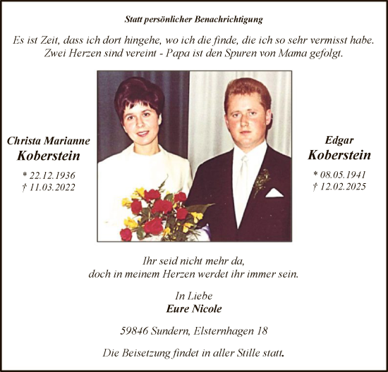 Todesanzeige von Edgar Korberstein von WA