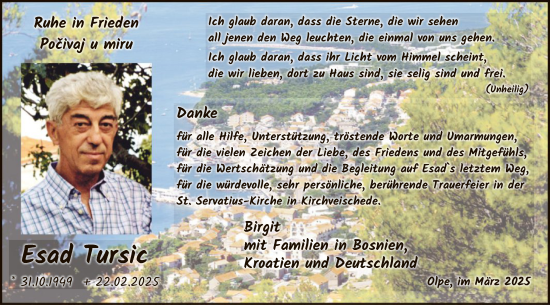 Todesanzeige von Esad Tursic von WA