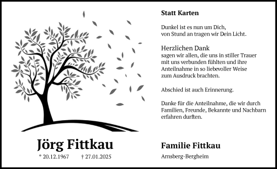 Todesanzeige von Fittkau, Jörg von WA