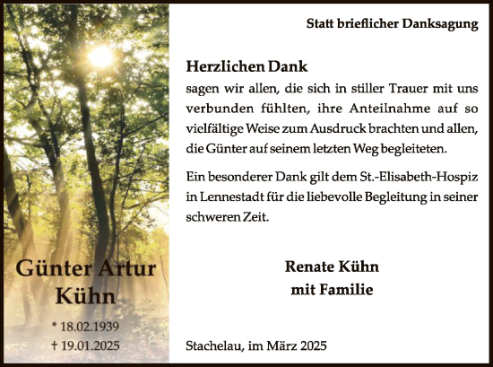 Todesanzeige von Kühn, Günter von WA