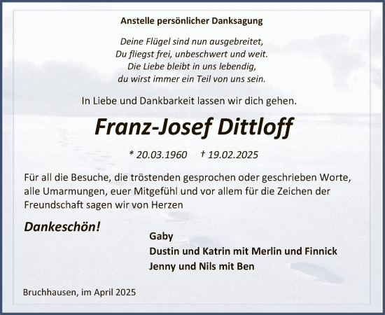 Todesanzeige von Franz-Josef Dittloff von WA