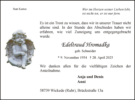 Todesanzeige von Edeltraud Hromadka von HASO