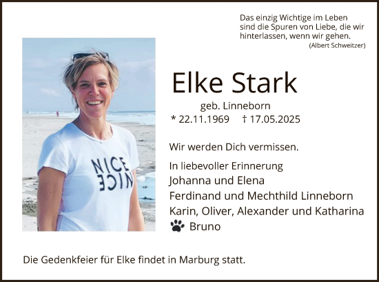 Todesanzeige von Elke Stark von HASK