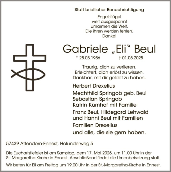 Todesanzeige von Gabriele  Beul von WA