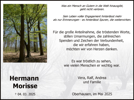 Todesanzeige von Hermann Morisse von HALN